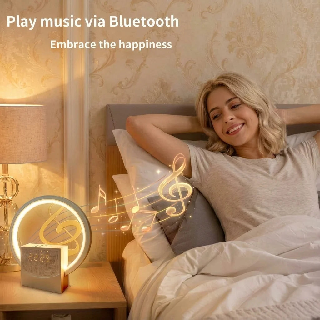 Digital Alarm Clock Sunrise Simulation Wake-up Light Bluetooth Speaker White Noise Machine Desk/Bedside Clock for Bedroom Office